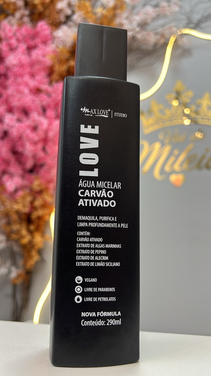 Água micelar carvão ativado 290ml - Max love